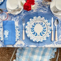 Blue Gingham Ruffle Seat Pad Cushion (Set of 4)
