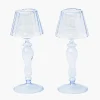 Blue Glass Lantern Tea Light Holders (Pair) - 24cm