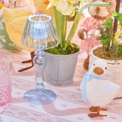 Blue Glass Lantern Tea Light Holder Set