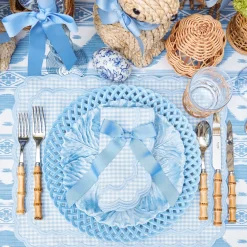 Blue Grosgrain Bow - 20cm (Set of 4)