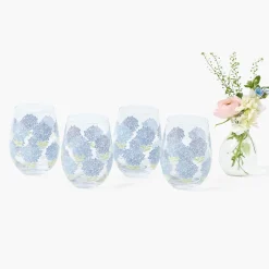Blue Hydrangea Glasses (Set of 4)