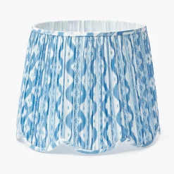 Blue Ikat Deep Scalloped Lampshade (40cm)