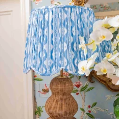 Blue Ikat Deep Scalloped Lampshade (40cm)