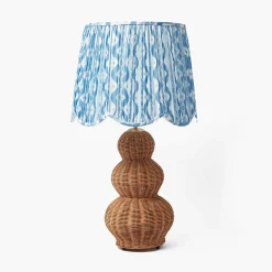 Blue Ikat Deep Scalloped Lampshade (40cm)