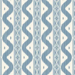 Blue Ikat Stripe Wallpaper