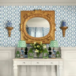 Blue Ikat Stripe Wallpaper