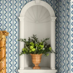 Blue Ikat Stripe Wallpaper