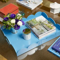 Blue Lacquer Scalloped Tray