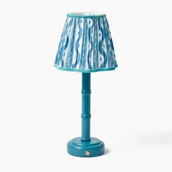 Blue Leonora Lacquer Rechargeable Lamp with Blue Ikat Shade (18cm)