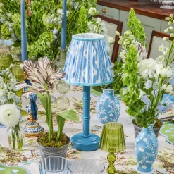 Blue Leonora Lacquer Rechargeable Lamp with Blue Ikat Shade (18cm)