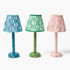 Blue Leonora Lacquer Rechargeable Lamp with Blue Ikat Shade (18cm)
