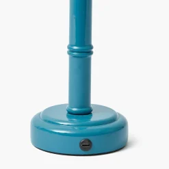 Blue Leonora Lacquer Rechargeable Lamp with Blue Ikat Shade (18cm)