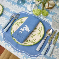 Blue Linen Eloise Placemats & Palm Tree Napkins (Set of 4)