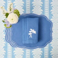 Blue Linen Eloise Placemats & Palm Tree Napkins (Set of 4)