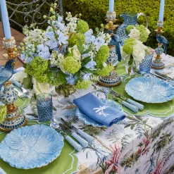 Blue Linen Palm Tree Napkins (Set of 4)