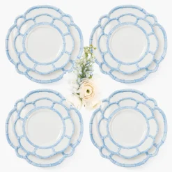 Blue Melamine Bamboo Dinner & Starter Plates (Set of 8)