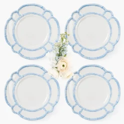 Blue Melamine Bamboo Dinner Plate (Set of 4)