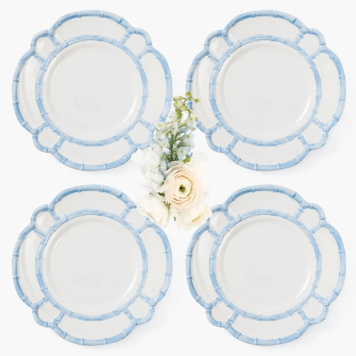 Blue Melamine Bamboo Dinner Plate (Set of 4)
