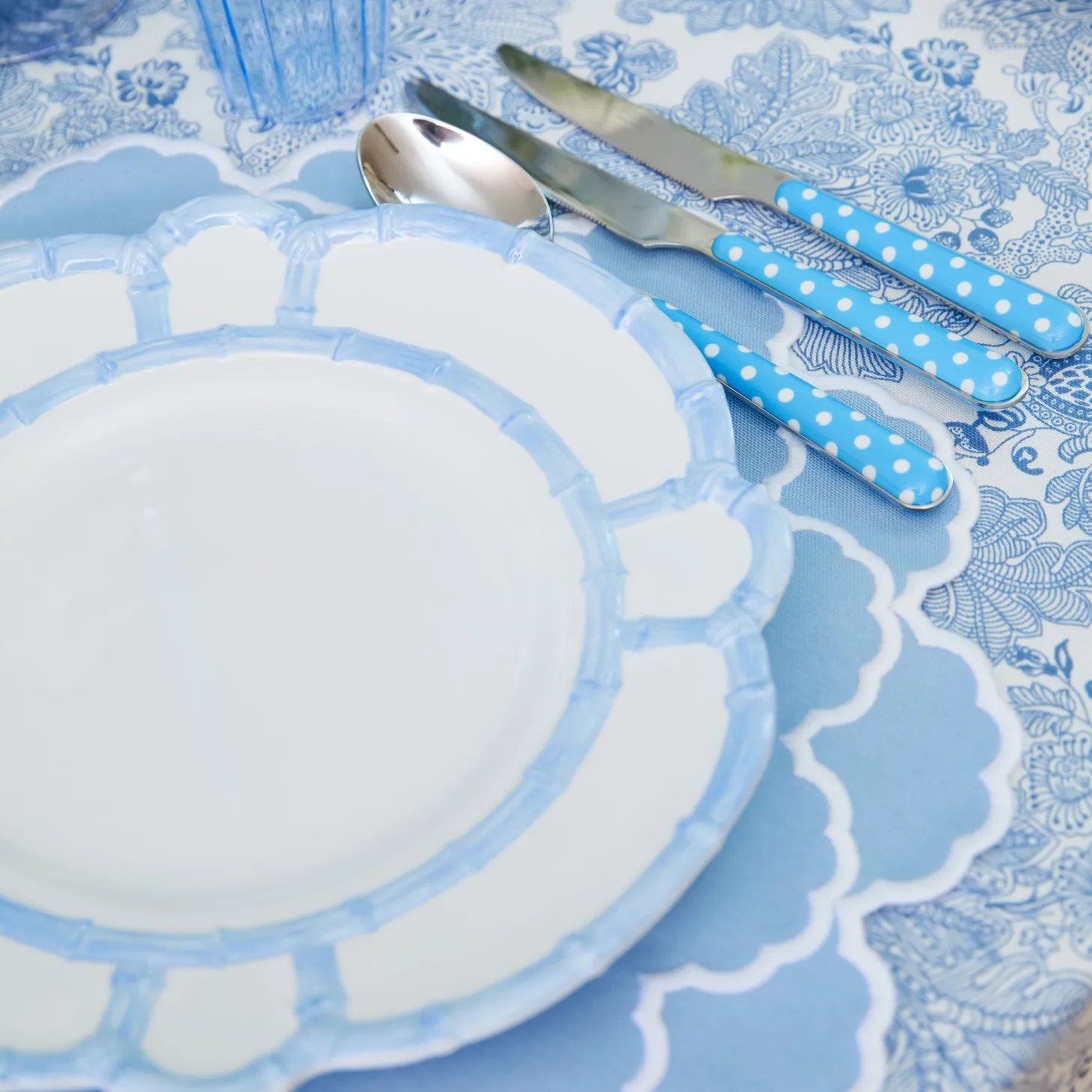 Blue Melamine Bamboo Dinner Plate (Set of 4)