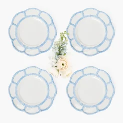 Blue Melamine Bamboo Starter Plates (Set of 4)
