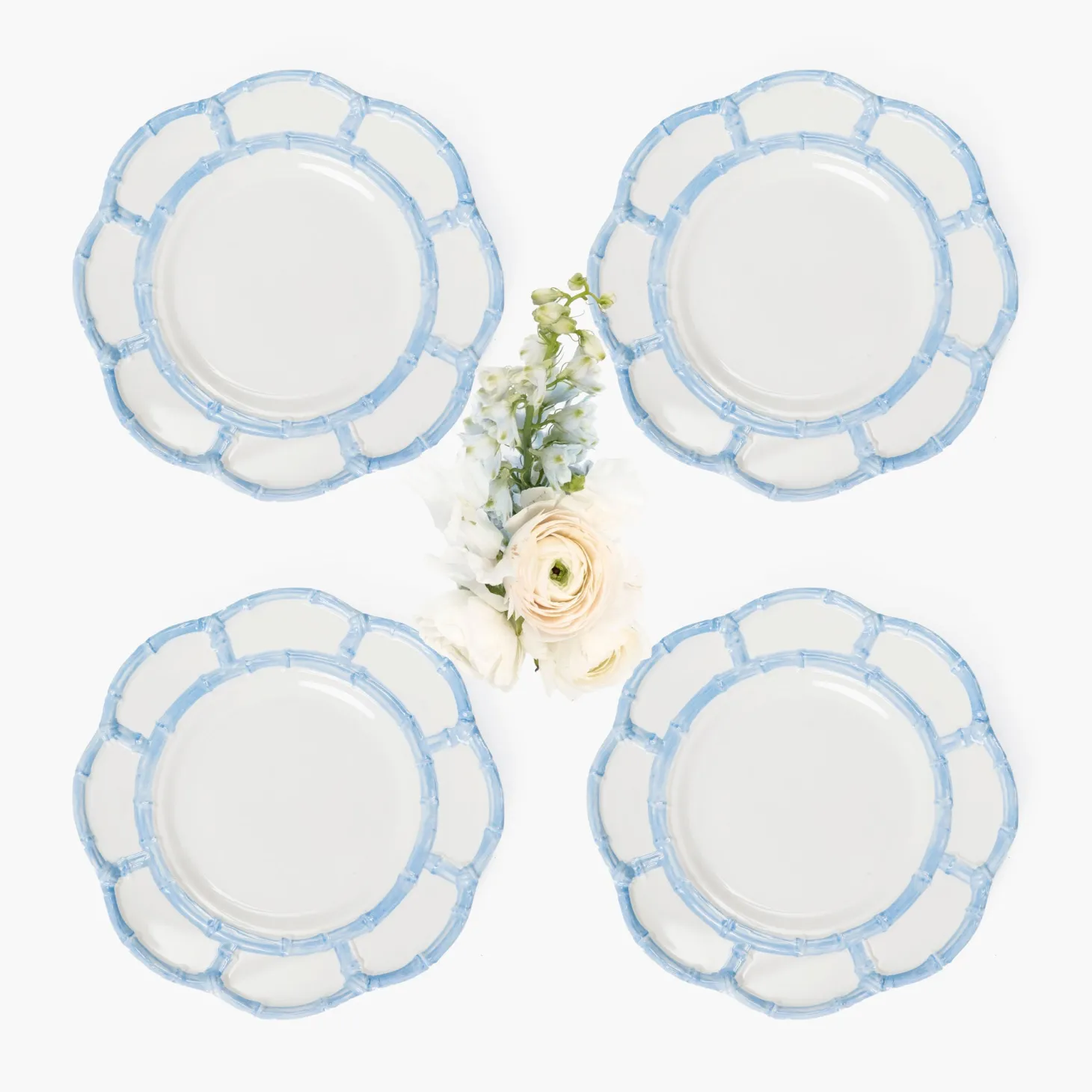 Blue Melamine Bamboo Starter Plates (Set of 4)