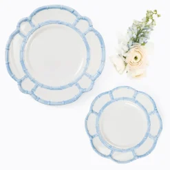 Blue Melamine Bamboo Starter Plates (Set of 4)