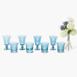 Blue Palm Glassware (Set of 8)