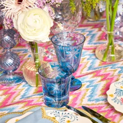 Blue Palm Water Glasses (Set of 4)