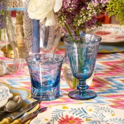 Blue Palm Water Glasses (Set of 4)