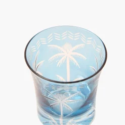 Blue Palm Water Glasses (Set of 4)