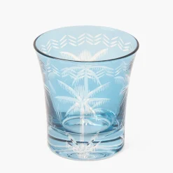 Blue Palm Water Glasses (Set of 4)