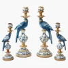 Blue Parrot Candle Holder Set