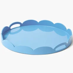 Blue Scalloped Lacquer Round Tray