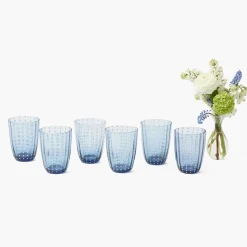 Blue Speckle Water Glasses (Set of 6)