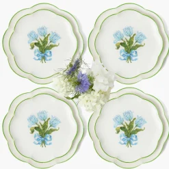 Blue Tulip Dinner & Starter Plates (Set of 8)