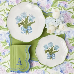 Blue Tulip Dinner & Starter Plates (Set of 8)