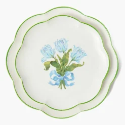 Blue Tulip Dinner & Starter Plates (Set of 8)