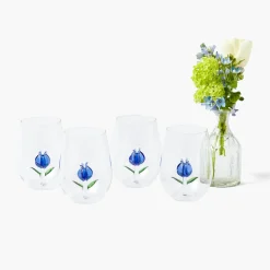 Blue Tulip Glasses (Set of 4)