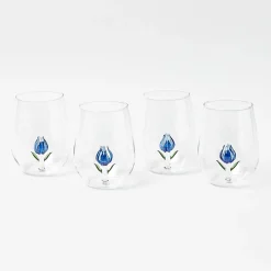 Blue Tulip Glasses (Set of 4)