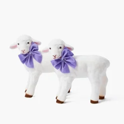 Bo Peep Lambs with Purple Bows (Pair)