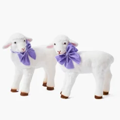 Bo Peep Lambs with Purple Bows (Pair)