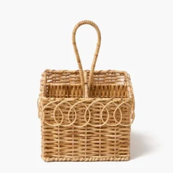 Braided Rattan Cutlery Basket