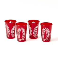 Brigitte Red Garland Engraved Glassware (Set of 8)