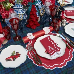 Brigitte Red Garland Engraved Water Glass (Set of 4)