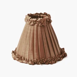 Brown Frilled Silk Lampshade (18cm)