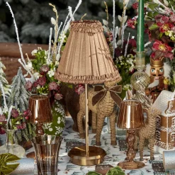 Brown Frilled Silk Lampshade (18cm)