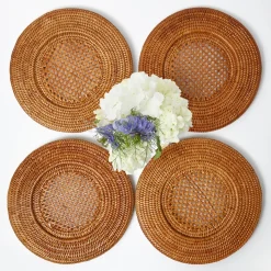 Brown Rattan Charger Plates (Set of 4)