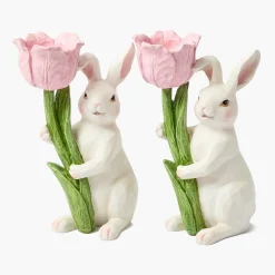 Bunny with Pink Tulip (Pair)