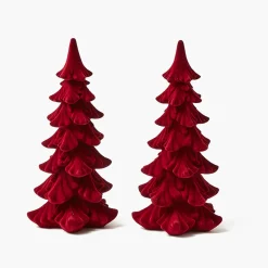 Burgundy Flocked Fir Tree (Pair)