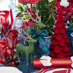 Burgundy Flocked Fir Tree (Pair)